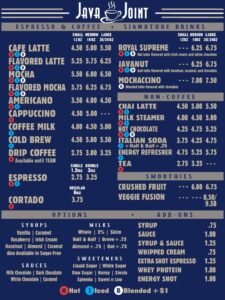 Menu – Java Joint